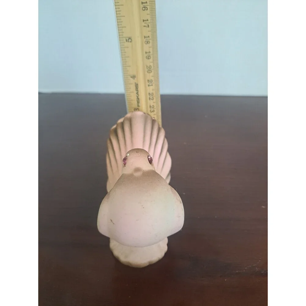 Vintage Porcelain Mauve And Brown Dove With Pink Rhinestone Eyes Figurine